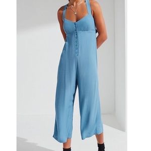 Empire waist blue overalls from Urban Outfitters